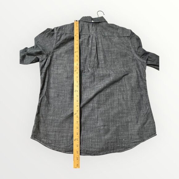 Levi’s Men’s Button Down Shirt XL Black Gray Chambray Long Sleeve Slim Fit Cotto - Picture 13 of 16